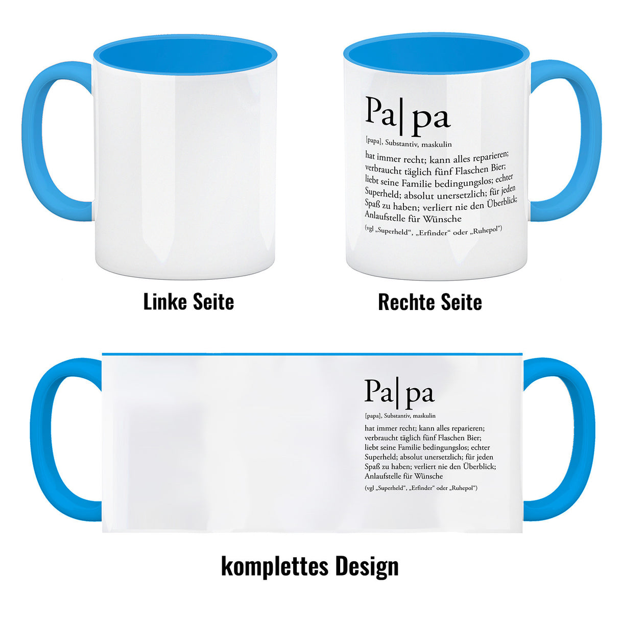 Papa Kaffeebecher mit lustiger Worterklärung
