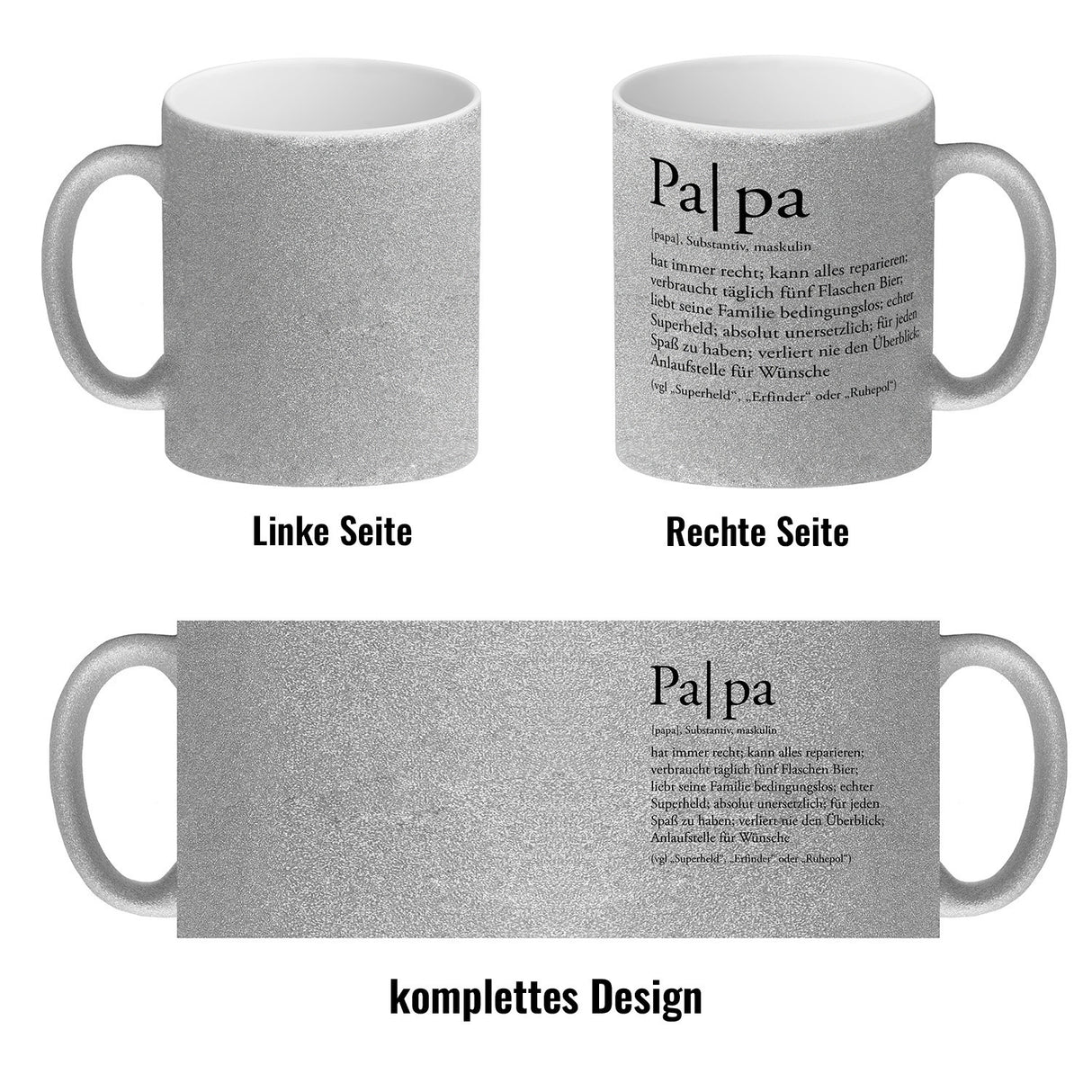 Papa Kaffeebecher mit lustiger Worterklärung