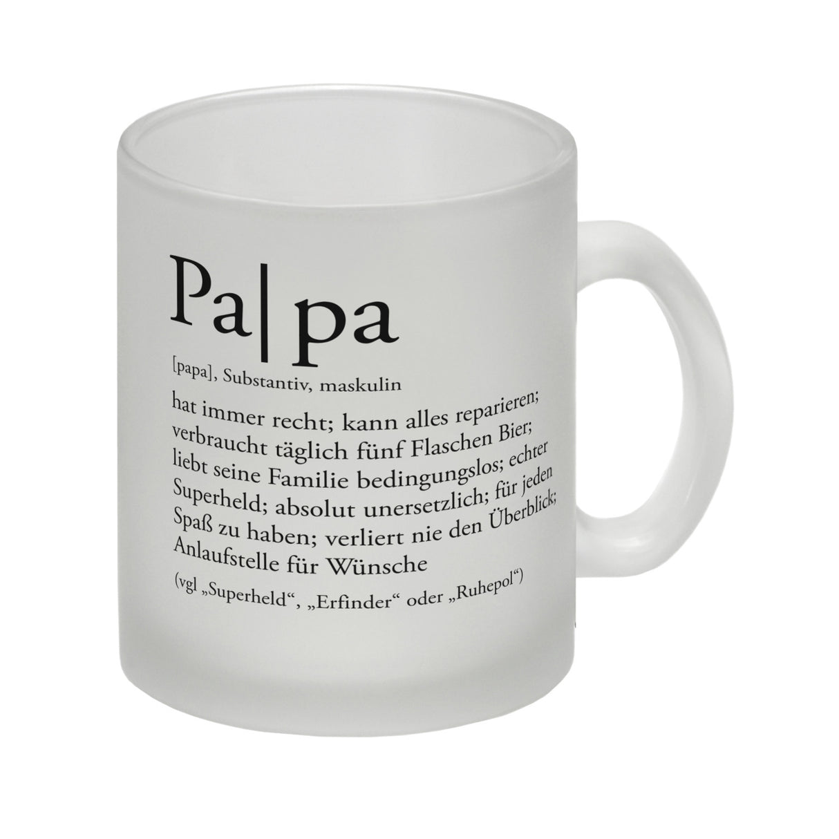 Papa Kaffeebecher mit lustiger Worterklärung