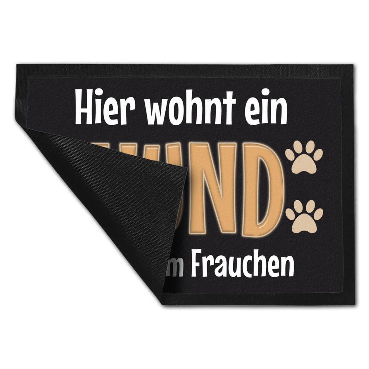 Hier wohnt ein Hund mit seinem Personal Fußmatte