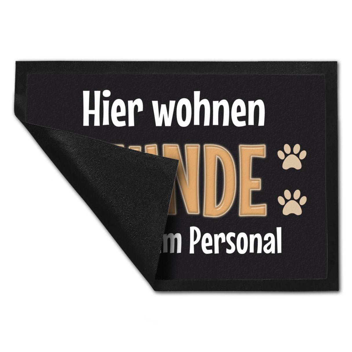 Hier wohnt ein Hund mit seinem Personal Fußmatte