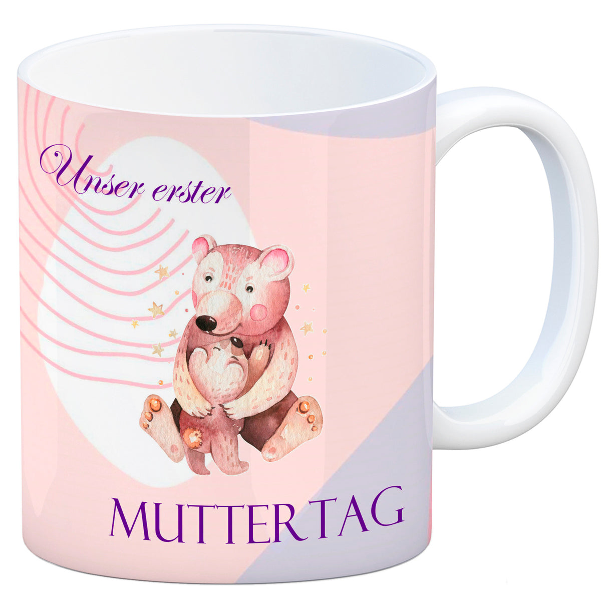 Nilpferd-Kaffeebecher zu ersten Muttertag mit Mama und Baby in rosa