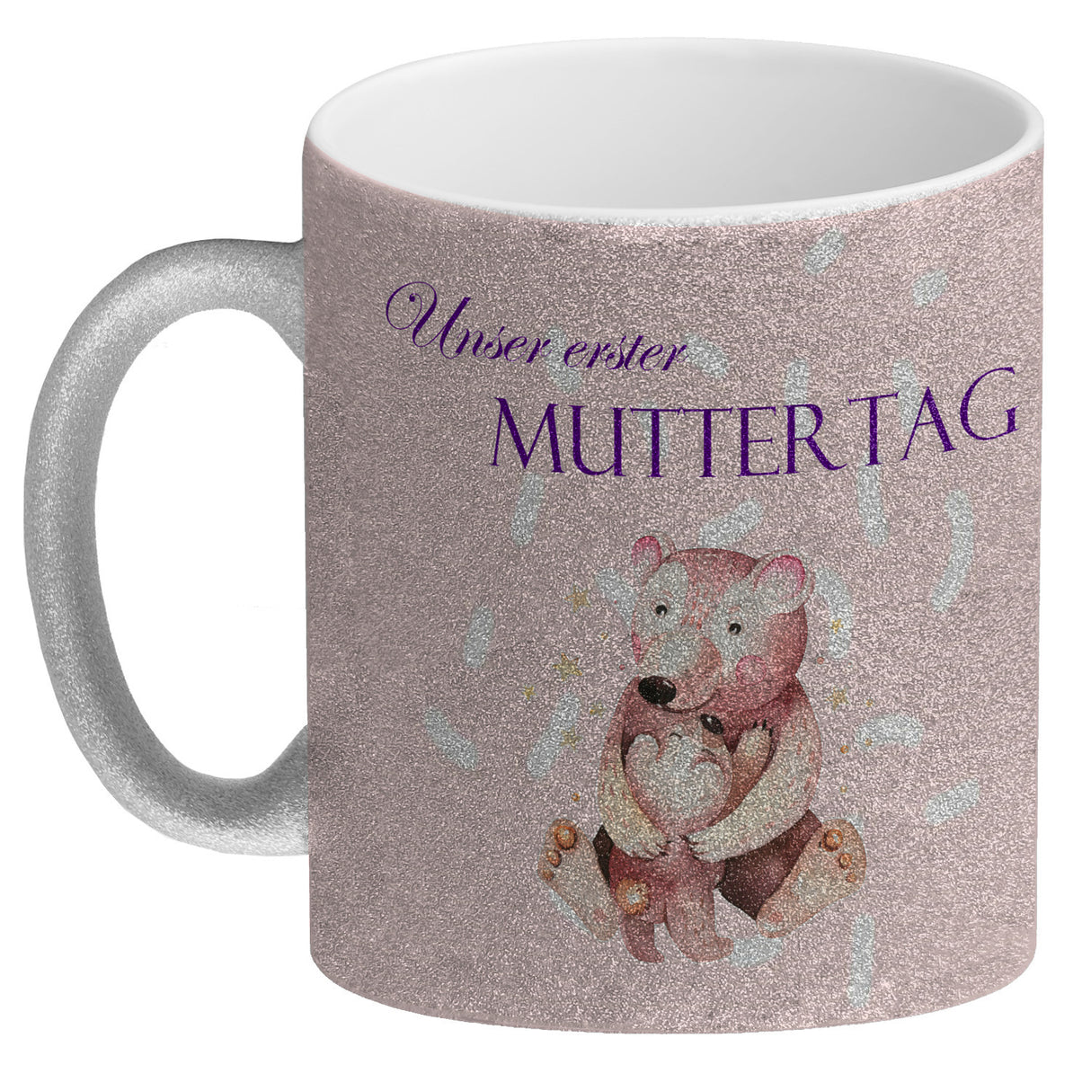 Nilpferd-Kaffeebecher zu ersten Muttertag mit Mama und Baby in rosa