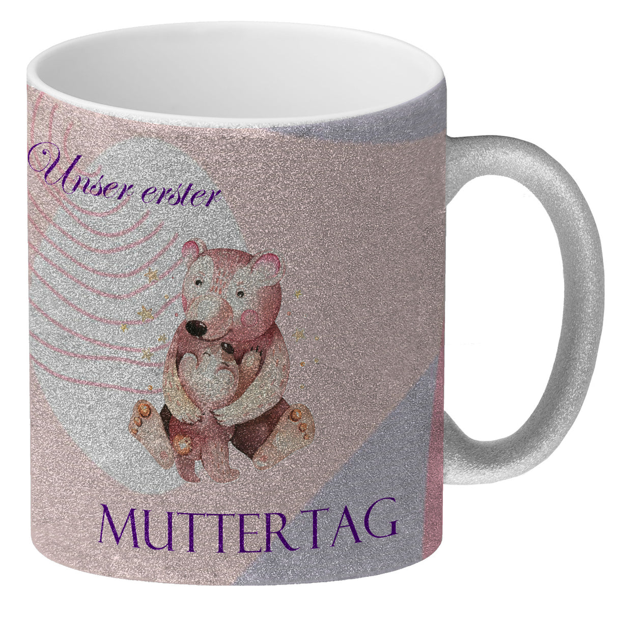 Nilpferd-Kaffeebecher zu ersten Muttertag mit Mama und Baby in rosa