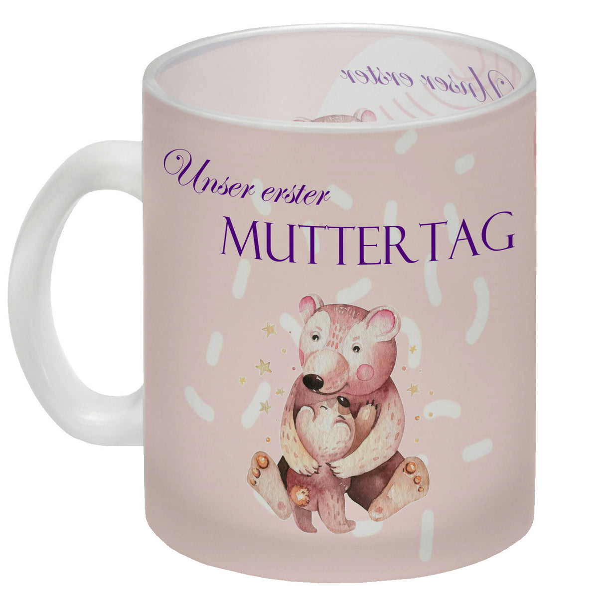 Nilpferd-Kaffeebecher zu ersten Muttertag mit Mama und Baby in rosa