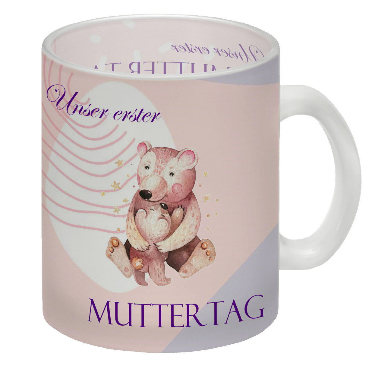 Nilpferd-Kaffeebecher zu ersten Muttertag mit Mama und Baby in rosa