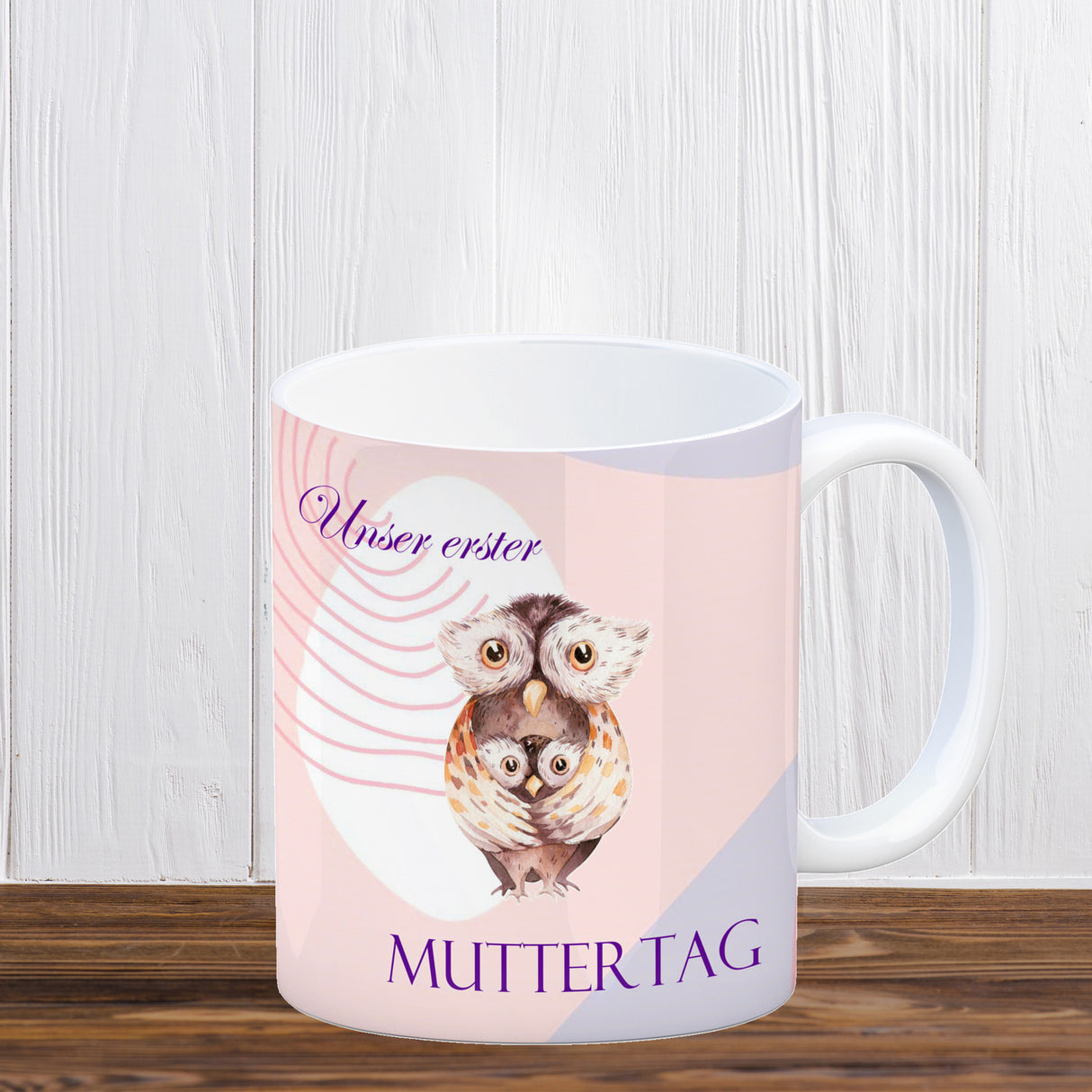 Nilpferd-Kaffeebecher zu ersten Muttertag mit Mama und Baby in rosa