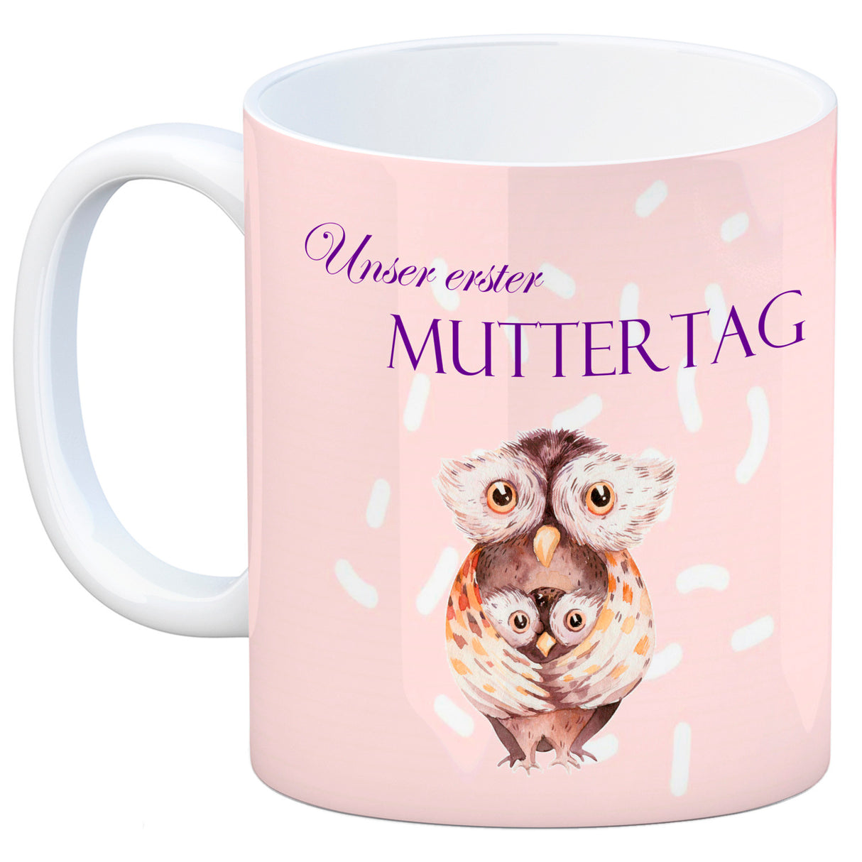 Nilpferd-Kaffeebecher zu ersten Muttertag mit Mama und Baby in rosa