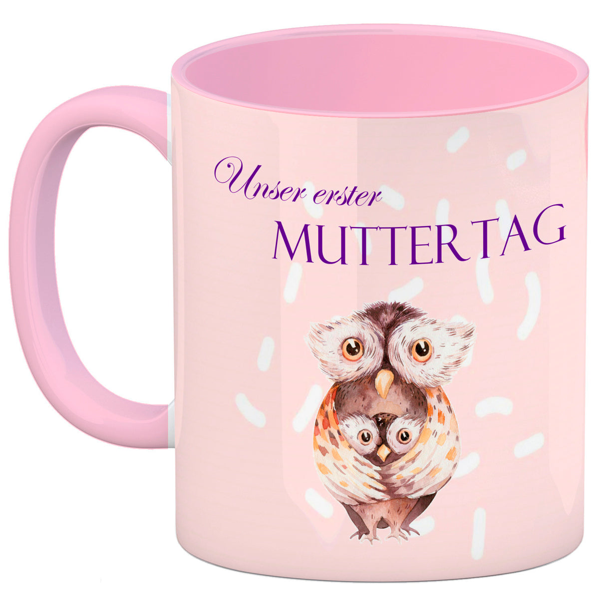 Nilpferd-Kaffeebecher zu ersten Muttertag mit Mama und Baby in rosa