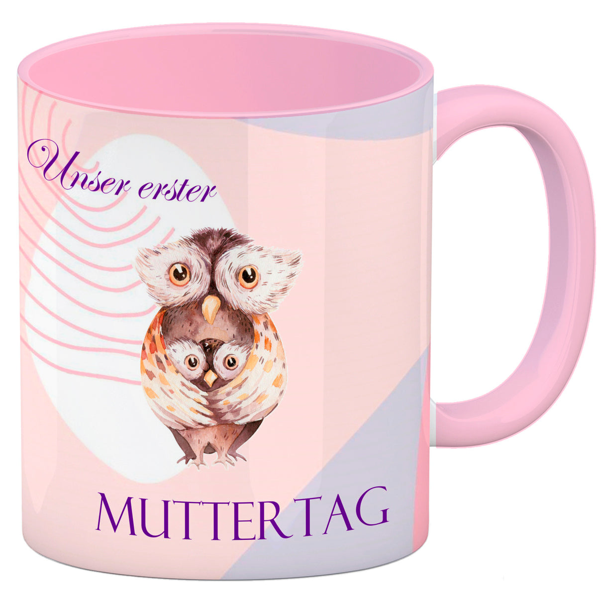 Nilpferd-Kaffeebecher zu ersten Muttertag mit Mama und Baby in rosa