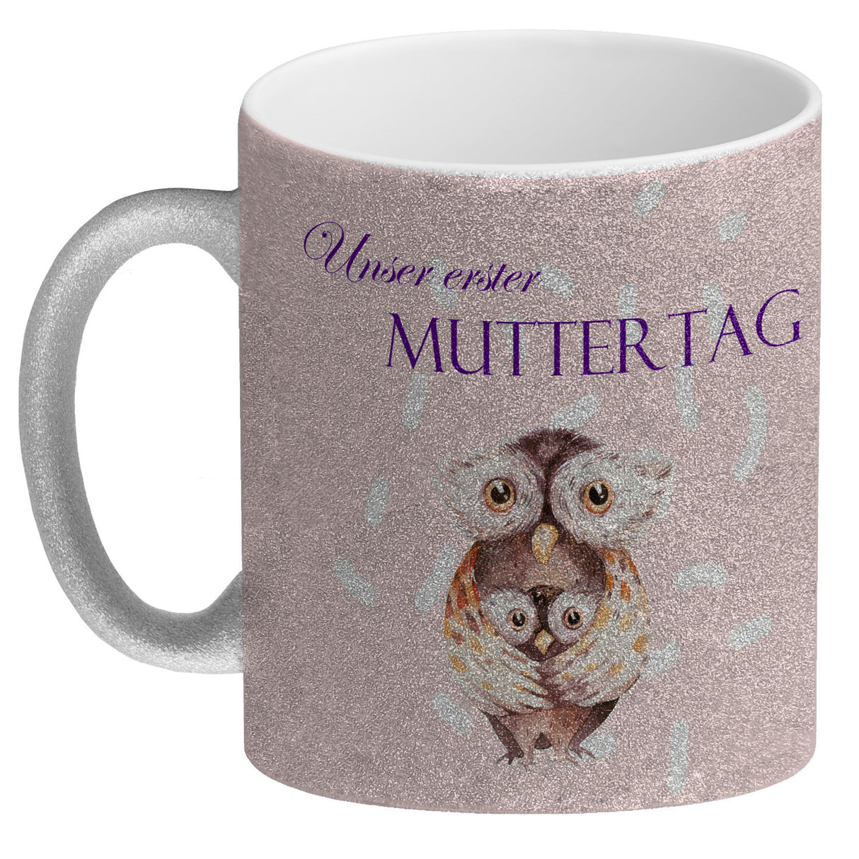 Nilpferd-Kaffeebecher zu ersten Muttertag mit Mama und Baby in rosa