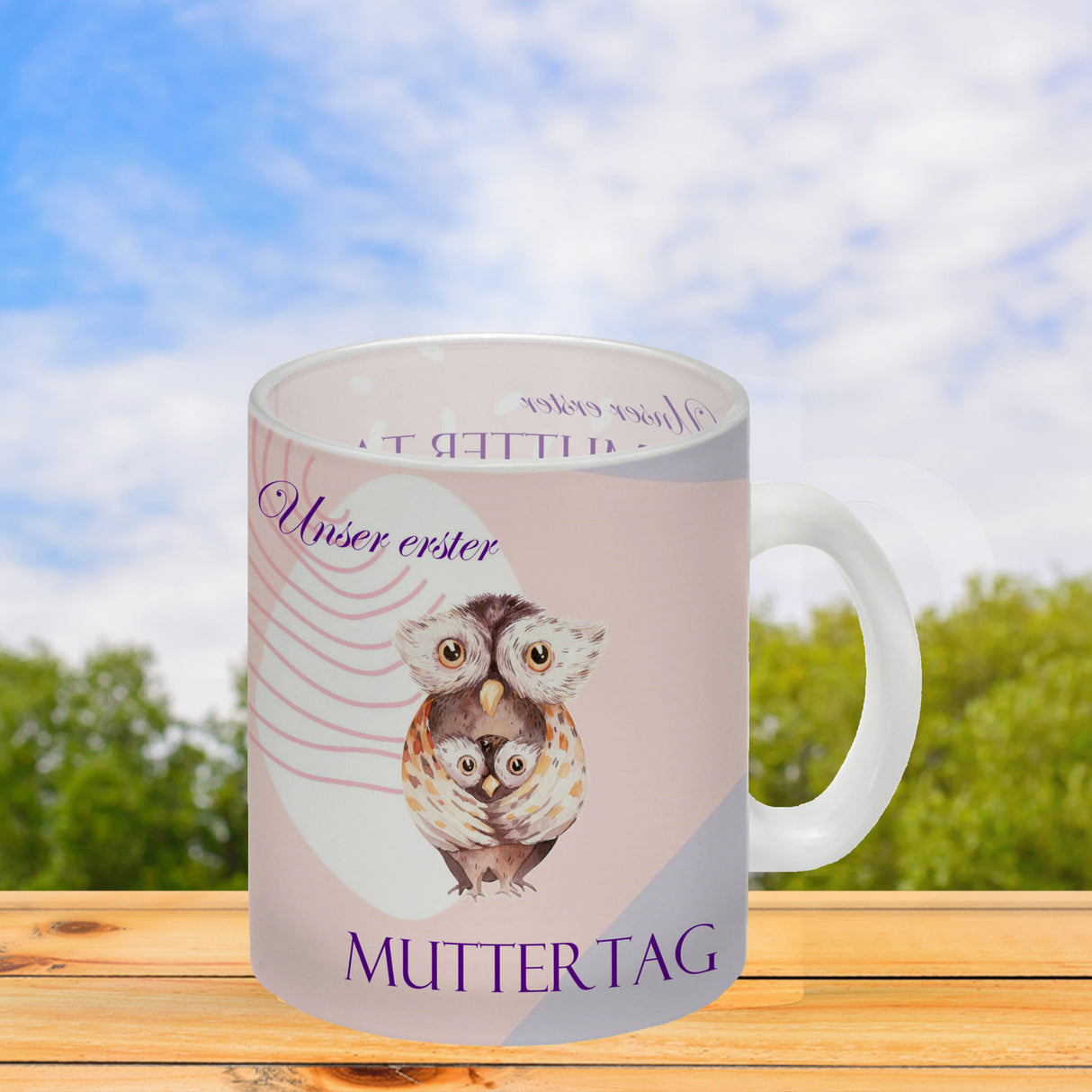 Nilpferd-Kaffeebecher zu ersten Muttertag mit Mama und Baby in rosa
