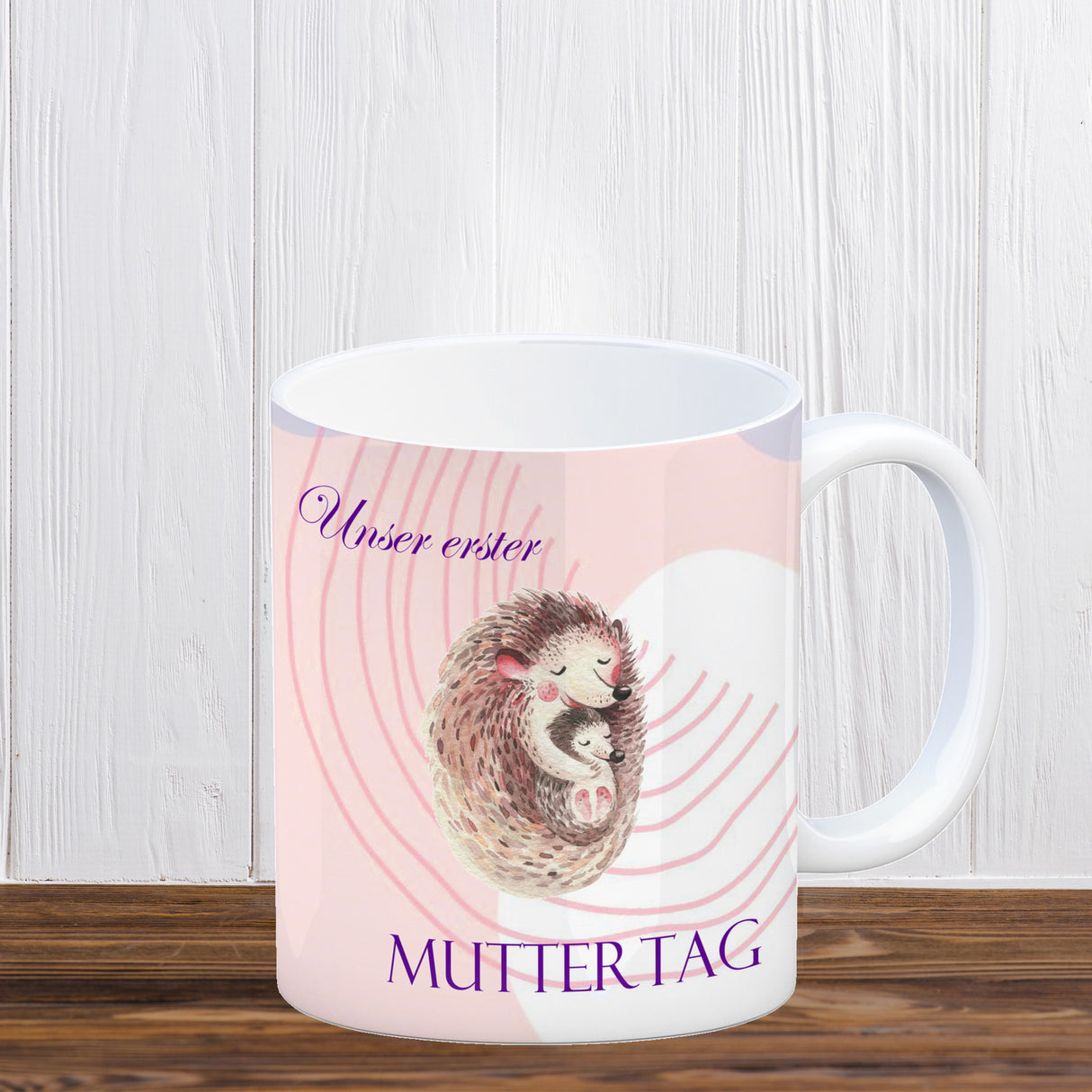 Nilpferd-Kaffeebecher zu ersten Muttertag mit Mama und Baby in rosa