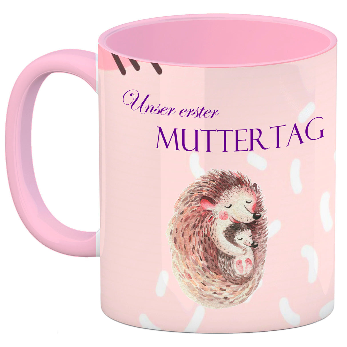 Nilpferd-Kaffeebecher zu ersten Muttertag mit Mama und Baby in rosa