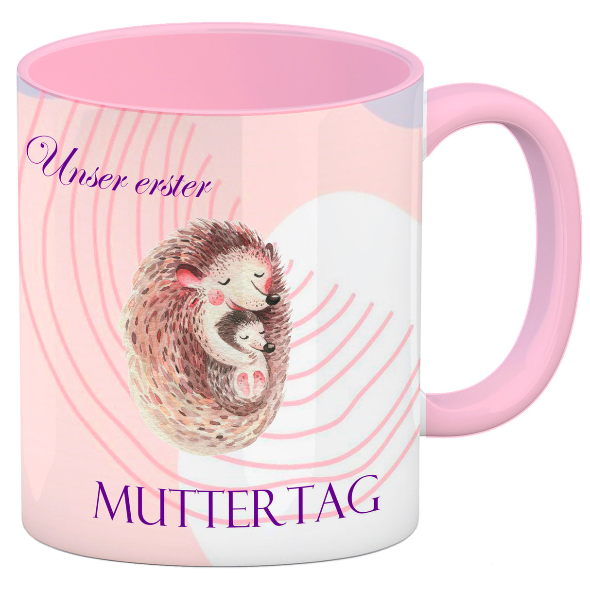 Nilpferd-Kaffeebecher zu ersten Muttertag mit Mama und Baby in rosa