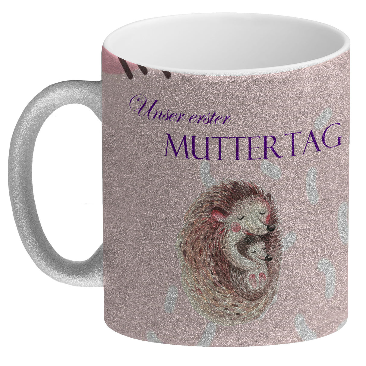 Nilpferd-Kaffeebecher zu ersten Muttertag mit Mama und Baby in rosa