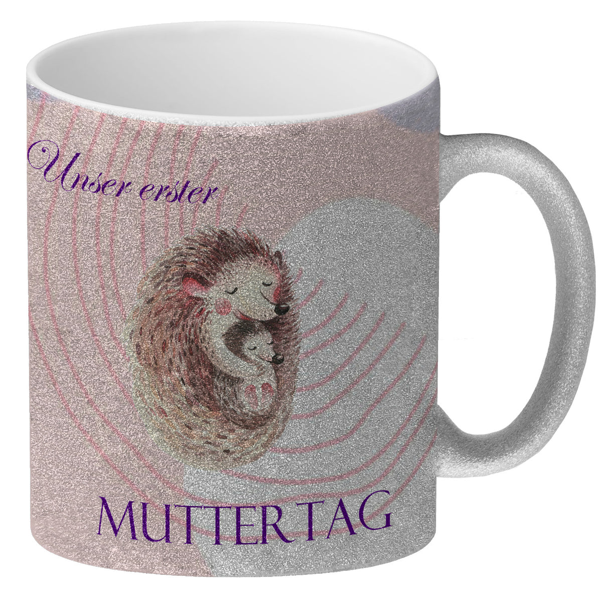 Nilpferd-Kaffeebecher zu ersten Muttertag mit Mama und Baby in rosa