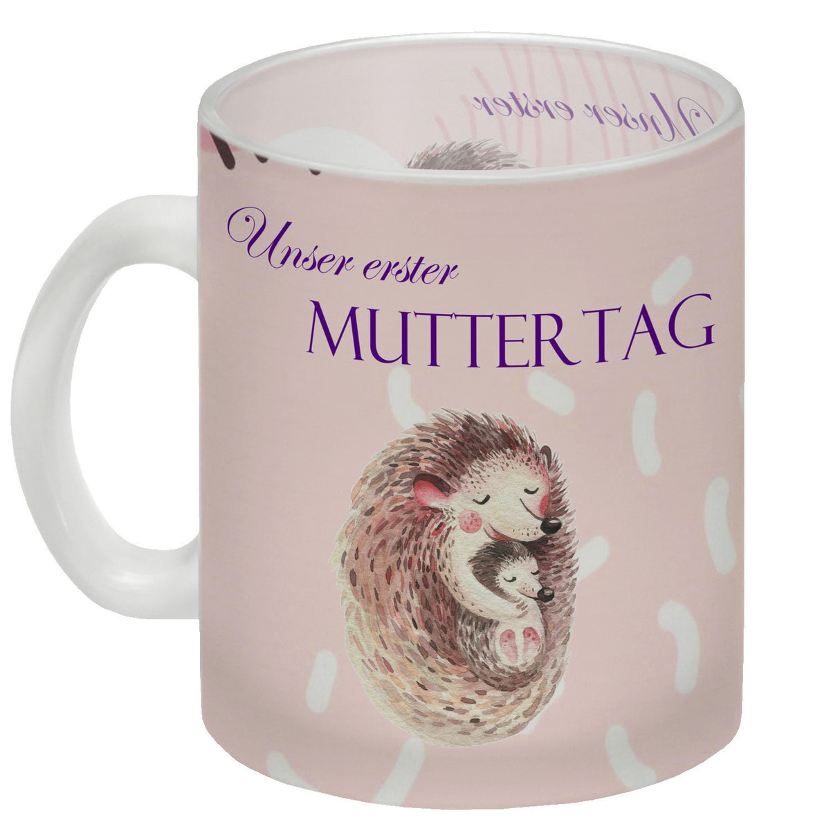 Nilpferd-Kaffeebecher zu ersten Muttertag mit Mama und Baby in rosa