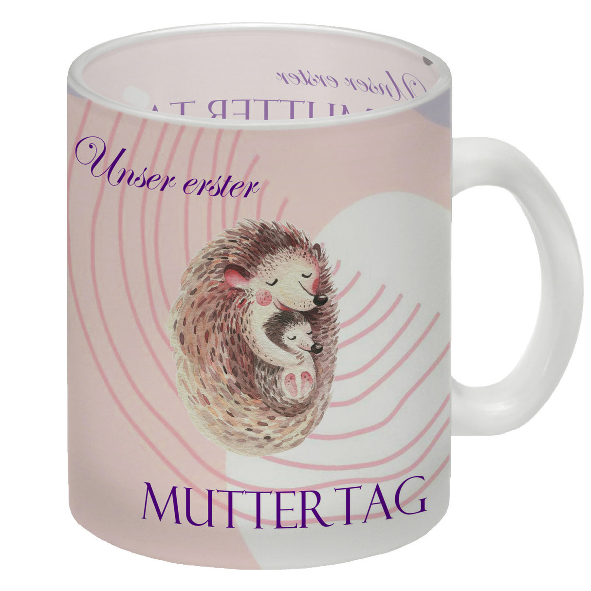 Nilpferd-Kaffeebecher zu ersten Muttertag mit Mama und Baby in rosa