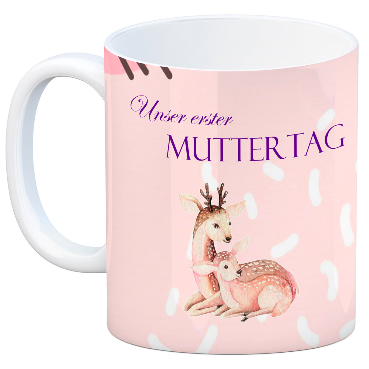 Nilpferd-Kaffeebecher zu ersten Muttertag mit Mama und Baby in rosa