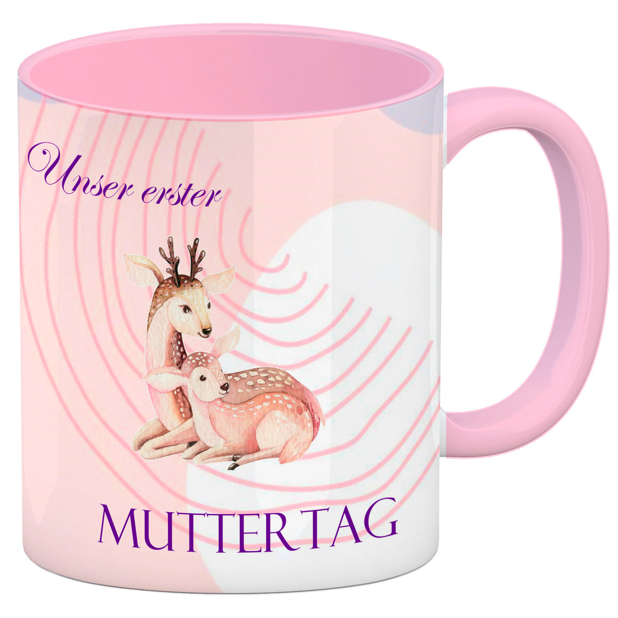 Nilpferd-Kaffeebecher zu ersten Muttertag mit Mama und Baby in rosa