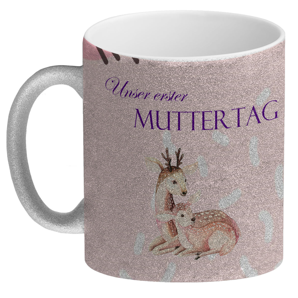 Nilpferd-Kaffeebecher zu ersten Muttertag mit Mama und Baby in rosa
