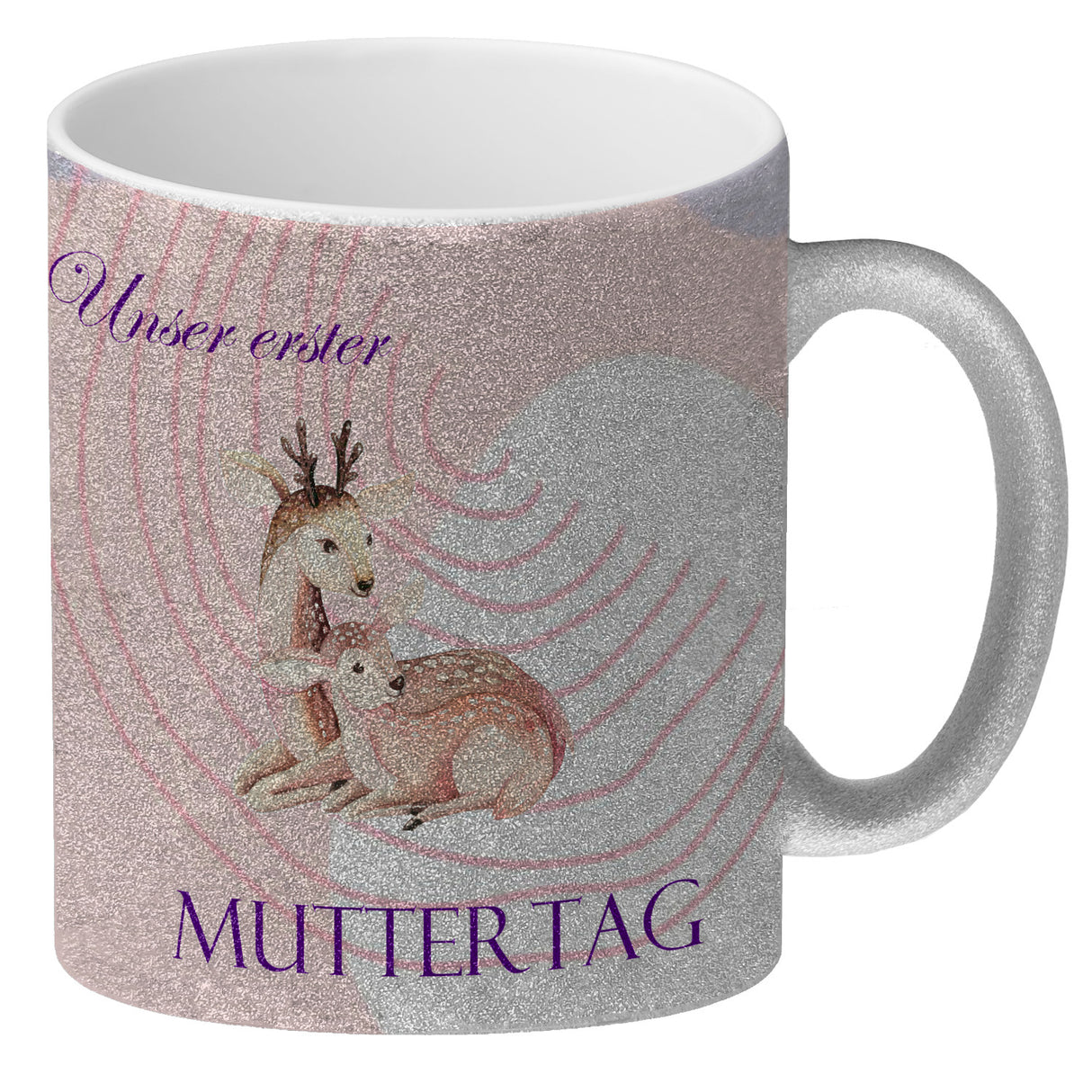 Nilpferd-Kaffeebecher zu ersten Muttertag mit Mama und Baby in rosa