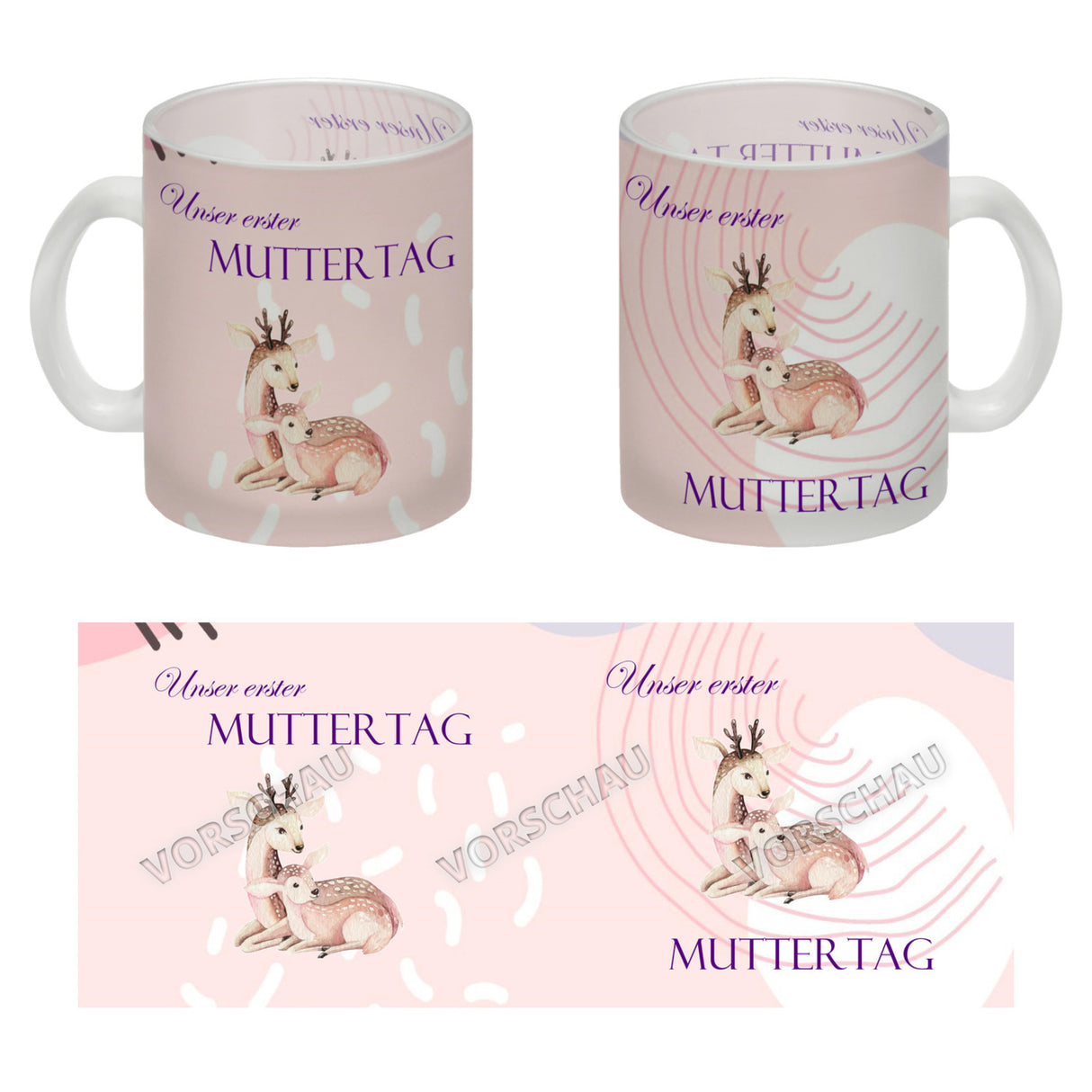 Nilpferd-Kaffeebecher zu ersten Muttertag mit Mama und Baby in rosa