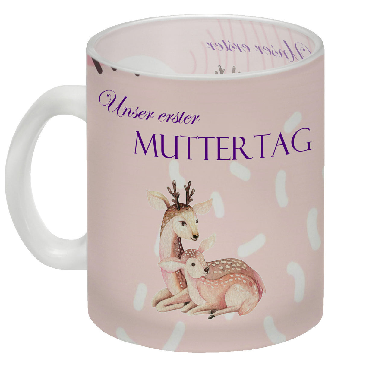 Nilpferd-Kaffeebecher zu ersten Muttertag mit Mama und Baby in rosa