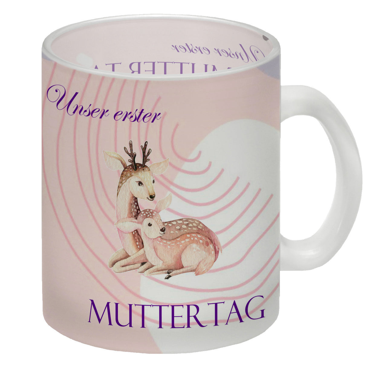 Nilpferd-Kaffeebecher zu ersten Muttertag mit Mama und Baby in rosa