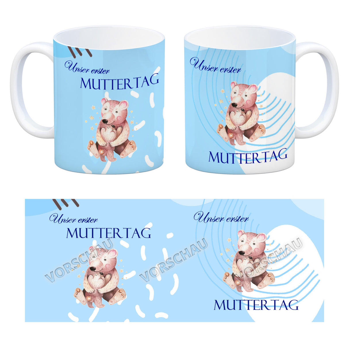 Nilpferd-Kaffeebecher zu ersten Muttertag mit Mama und Baby in rosa