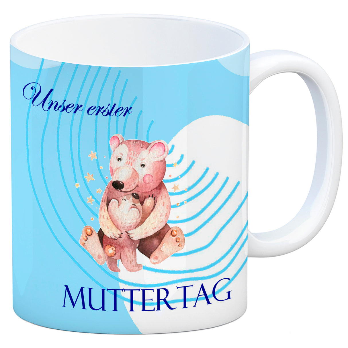 Nilpferd-Kaffeebecher zu ersten Muttertag mit Mama und Baby in rosa