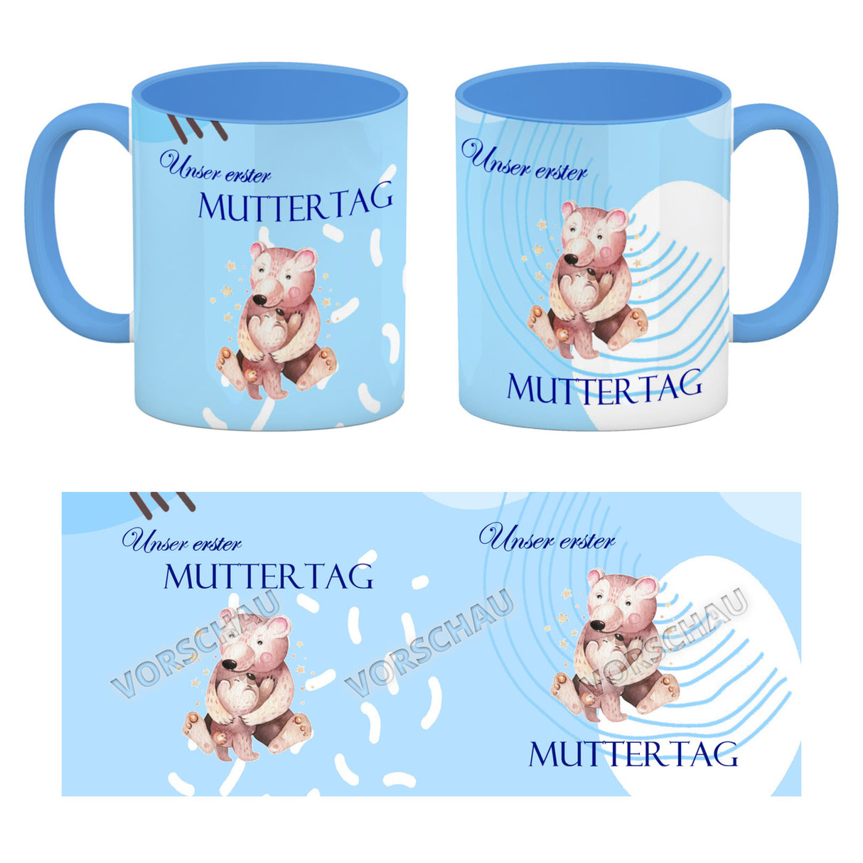 Nilpferd-Kaffeebecher zu ersten Muttertag mit Mama und Baby in rosa
