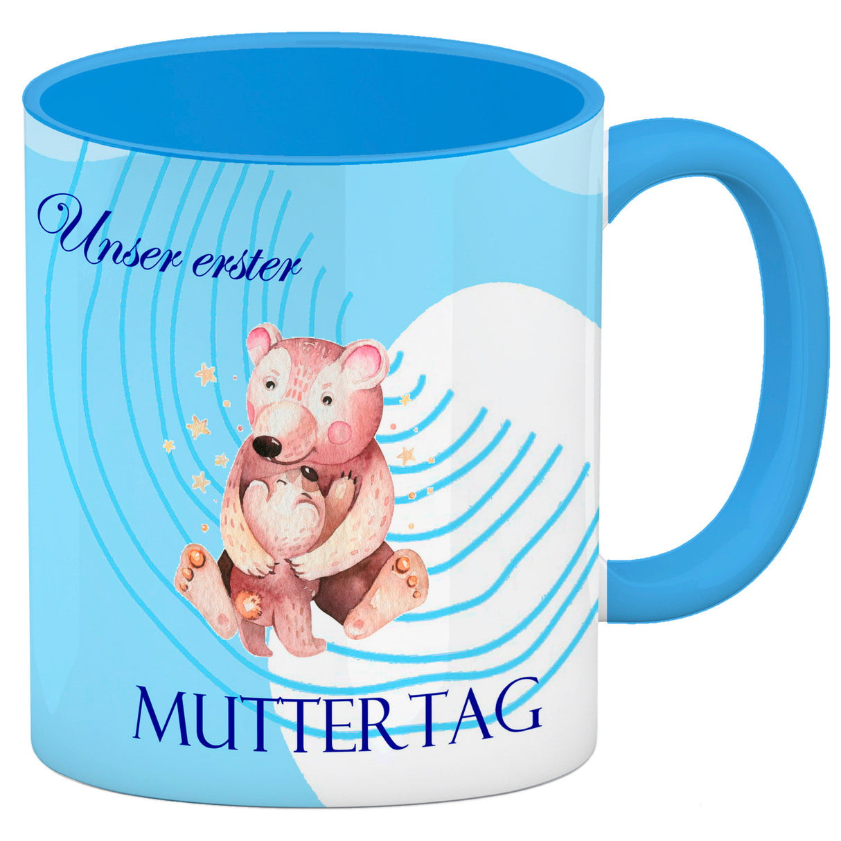 Nilpferd-Kaffeebecher zu ersten Muttertag mit Mama und Baby in rosa