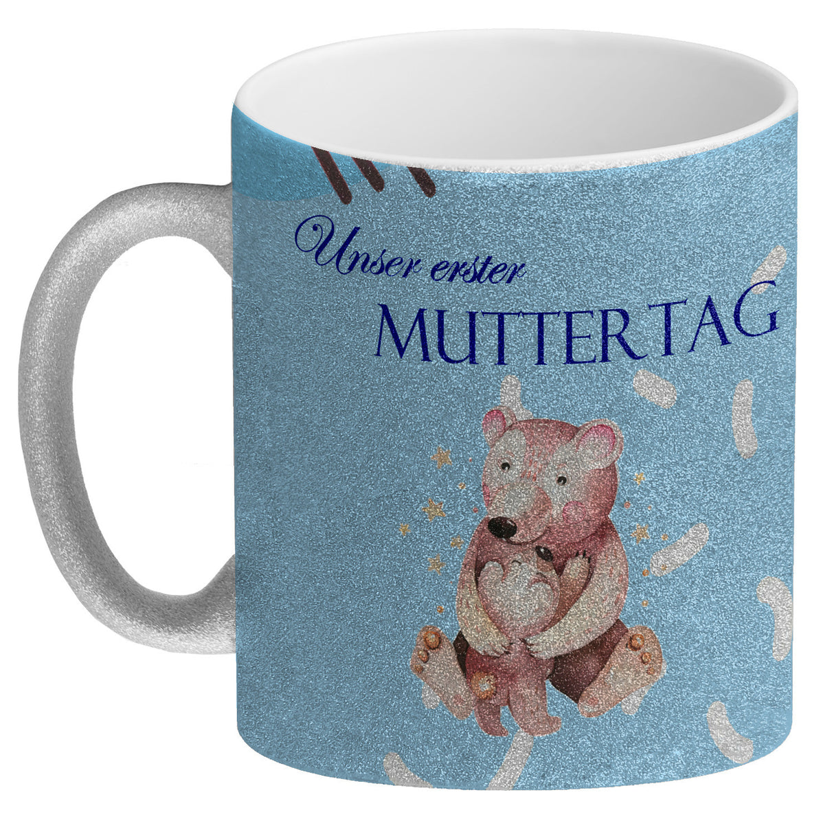 Nilpferd-Kaffeebecher zu ersten Muttertag mit Mama und Baby in rosa