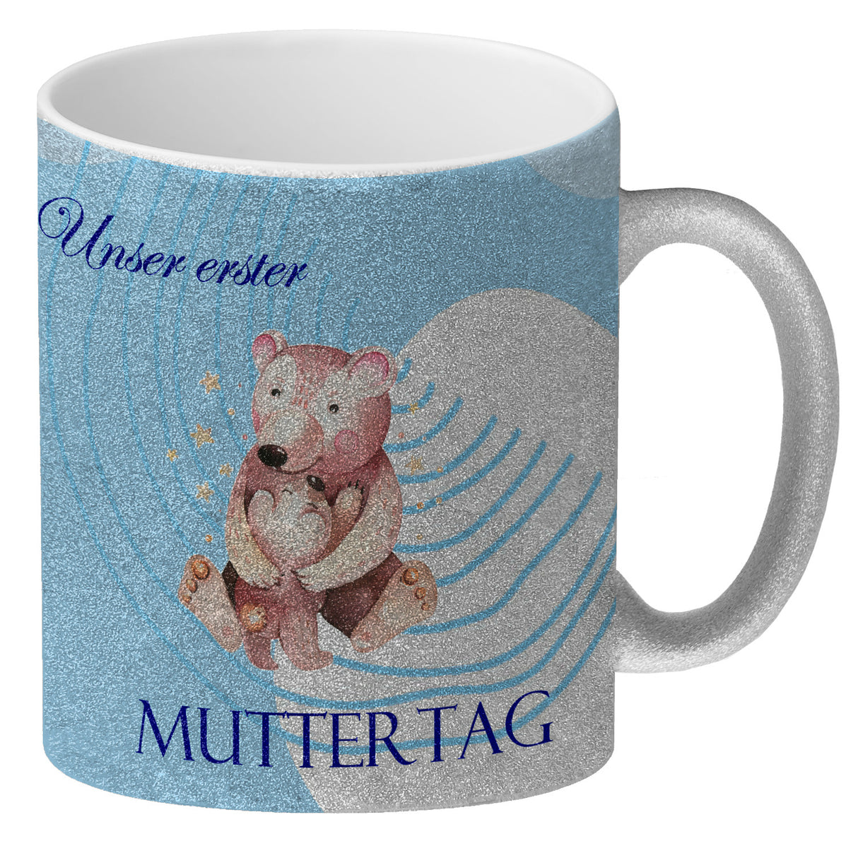 Nilpferd-Kaffeebecher zu ersten Muttertag mit Mama und Baby in rosa