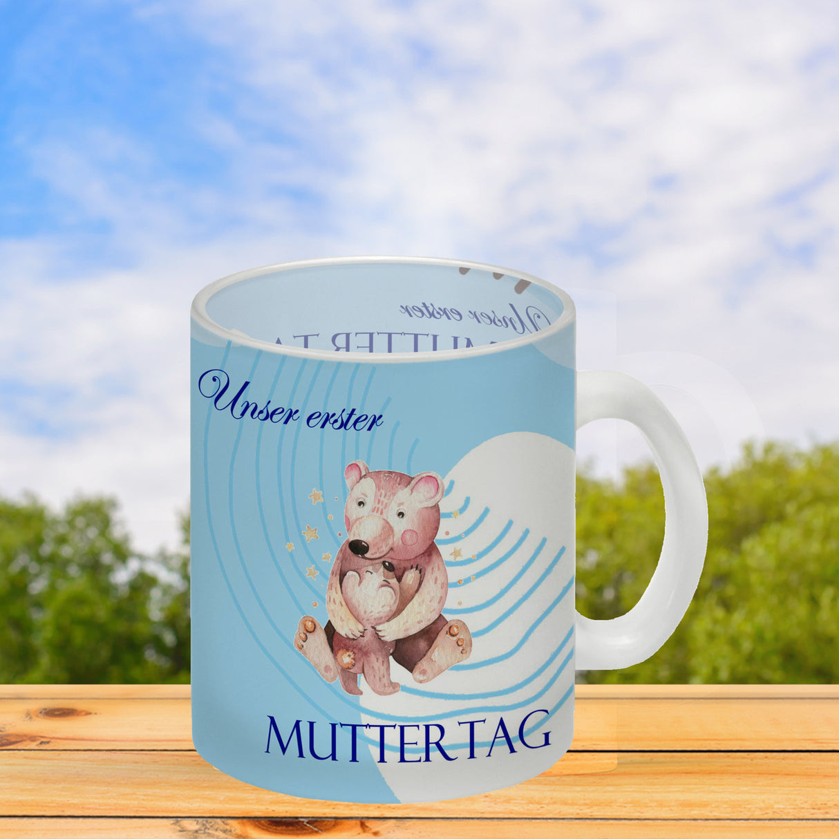 Nilpferd-Kaffeebecher zu ersten Muttertag mit Mama und Baby in rosa