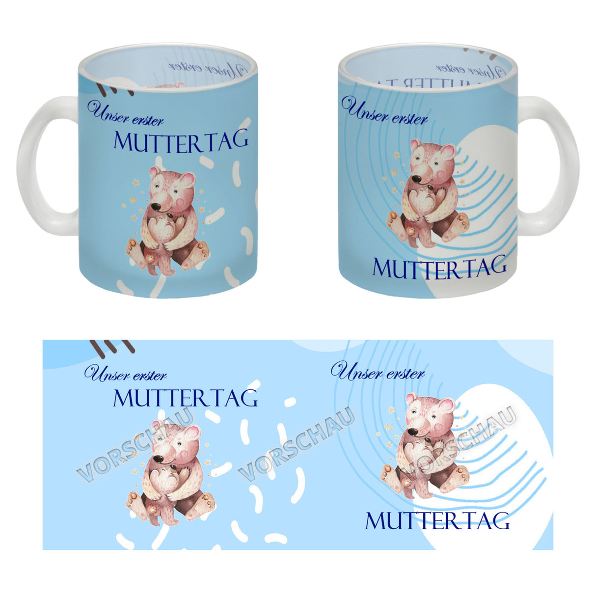 Nilpferd-Kaffeebecher zu ersten Muttertag mit Mama und Baby in rosa