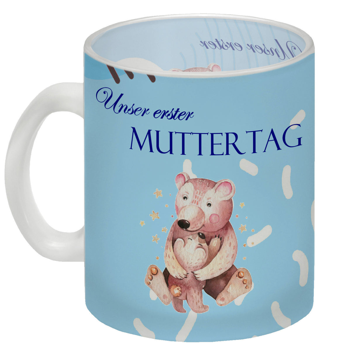 Nilpferd-Kaffeebecher zu ersten Muttertag mit Mama und Baby in rosa