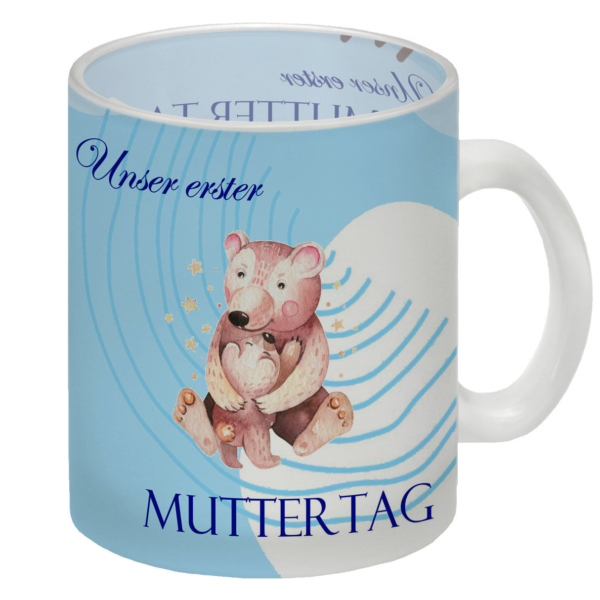 Nilpferd-Kaffeebecher zu ersten Muttertag mit Mama und Baby in rosa