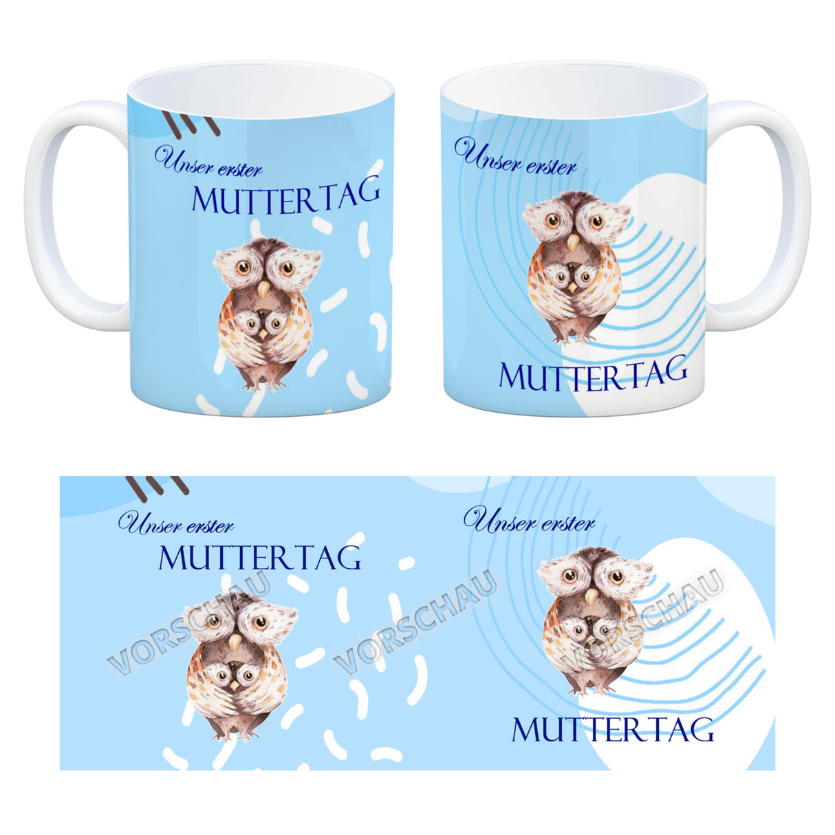 Nilpferd-Kaffeebecher zu ersten Muttertag mit Mama und Baby in rosa