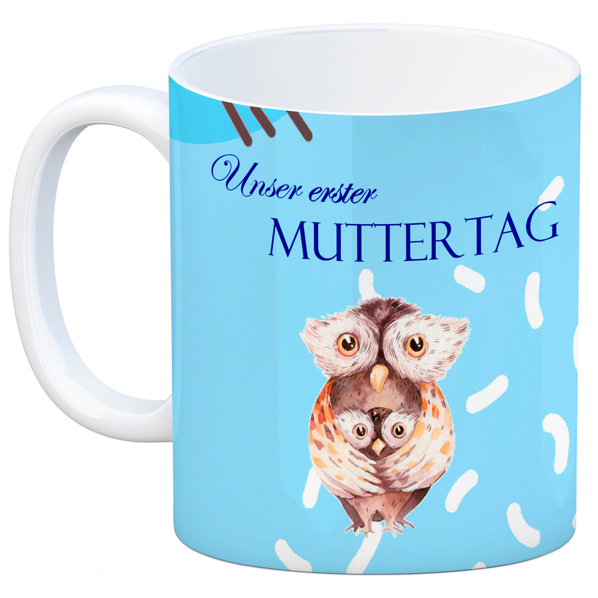 Nilpferd-Kaffeebecher zu ersten Muttertag mit Mama und Baby in rosa