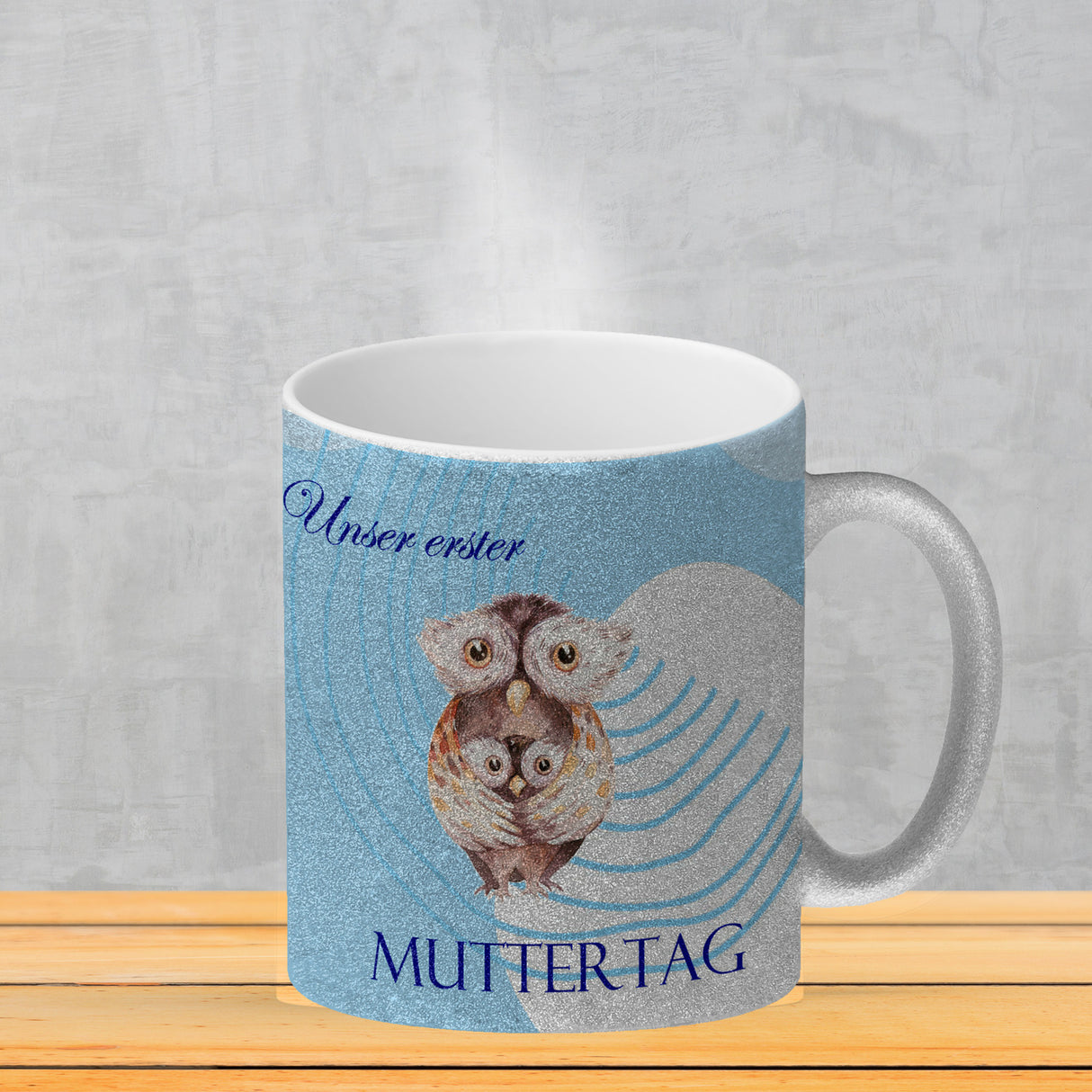 Nilpferd-Kaffeebecher zu ersten Muttertag mit Mama und Baby in rosa