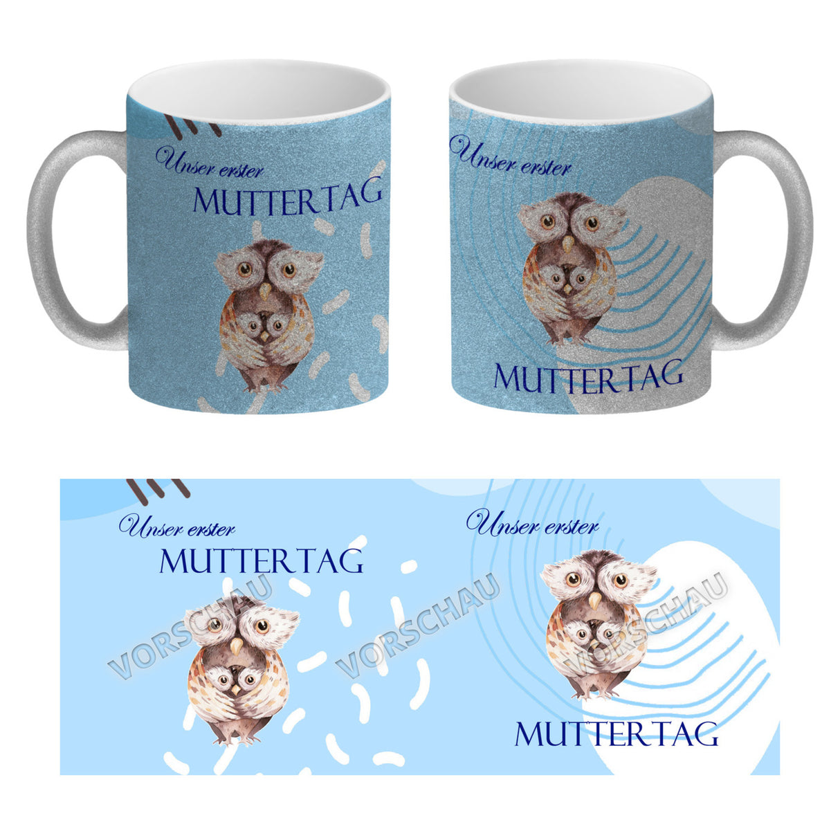 Nilpferd-Kaffeebecher zu ersten Muttertag mit Mama und Baby in rosa