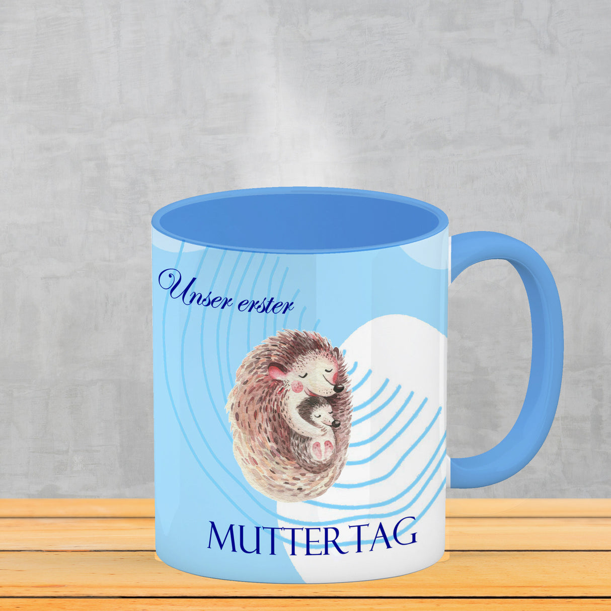 Nilpferd-Kaffeebecher zu ersten Muttertag mit Mama und Baby in rosa