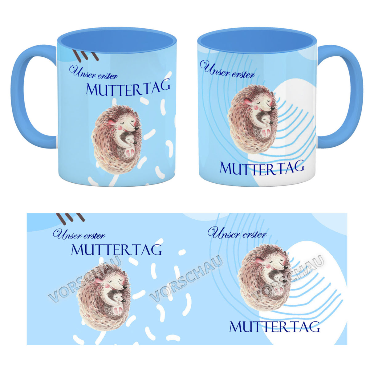 Nilpferd-Kaffeebecher zu ersten Muttertag mit Mama und Baby in rosa