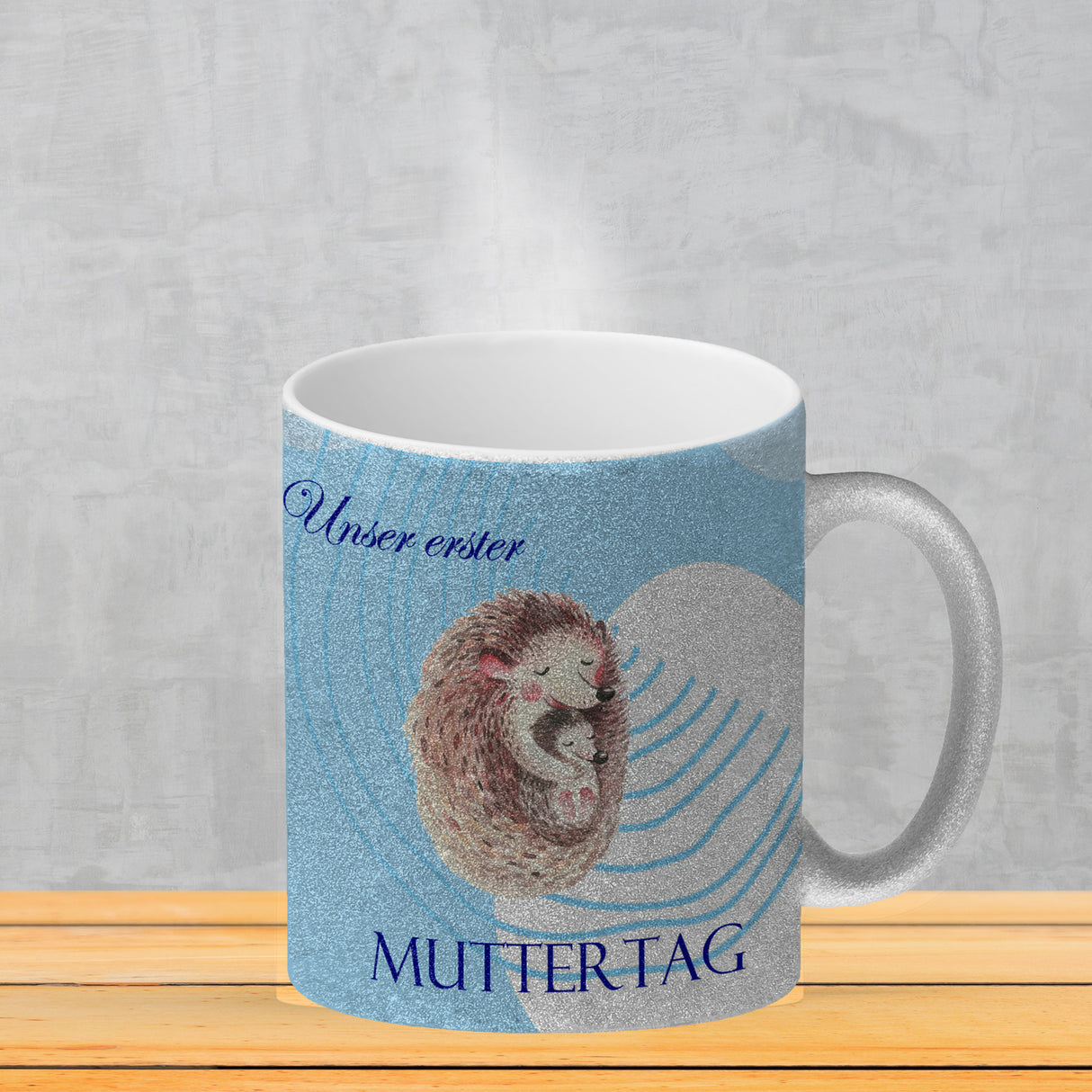 Nilpferd-Kaffeebecher zu ersten Muttertag mit Mama und Baby in rosa