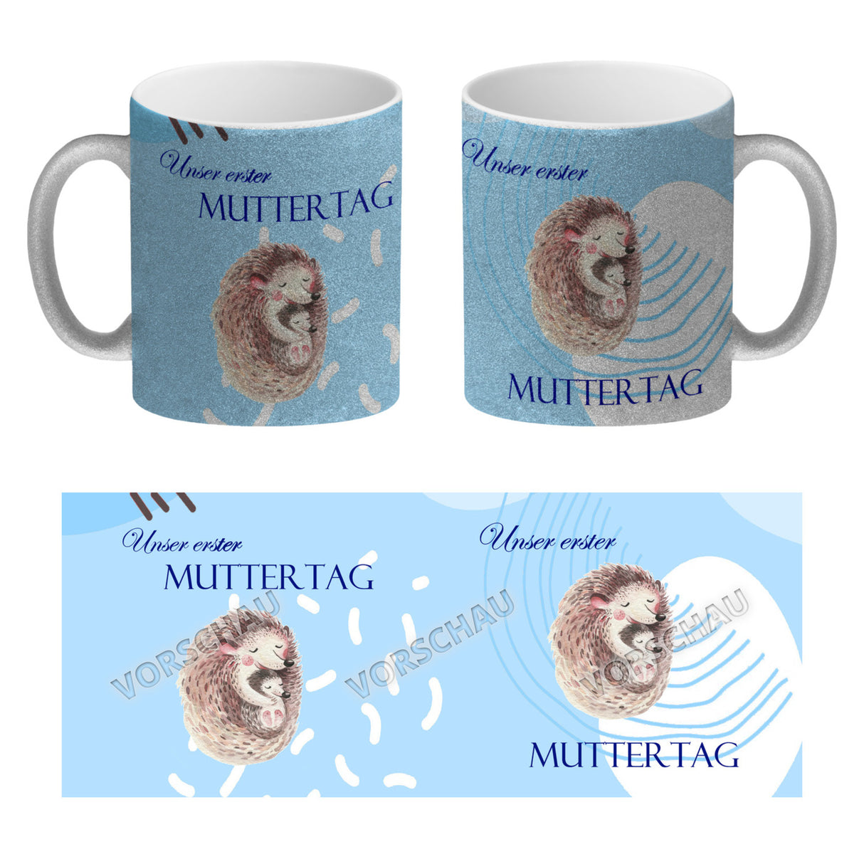 Nilpferd-Kaffeebecher zu ersten Muttertag mit Mama und Baby in rosa