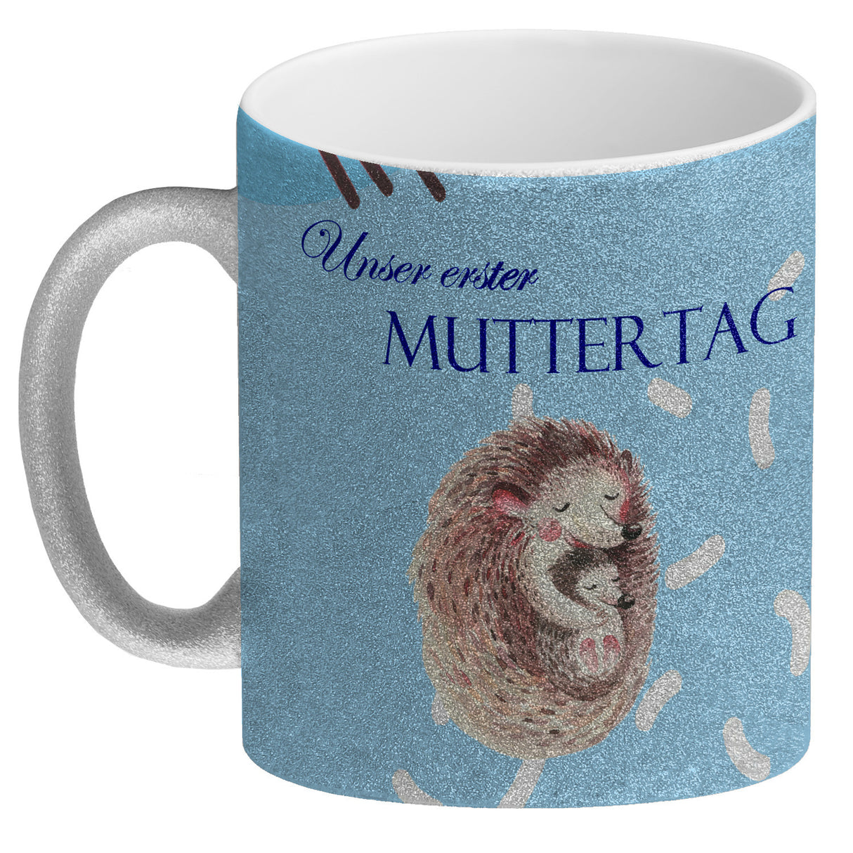 Nilpferd-Kaffeebecher zu ersten Muttertag mit Mama und Baby in rosa