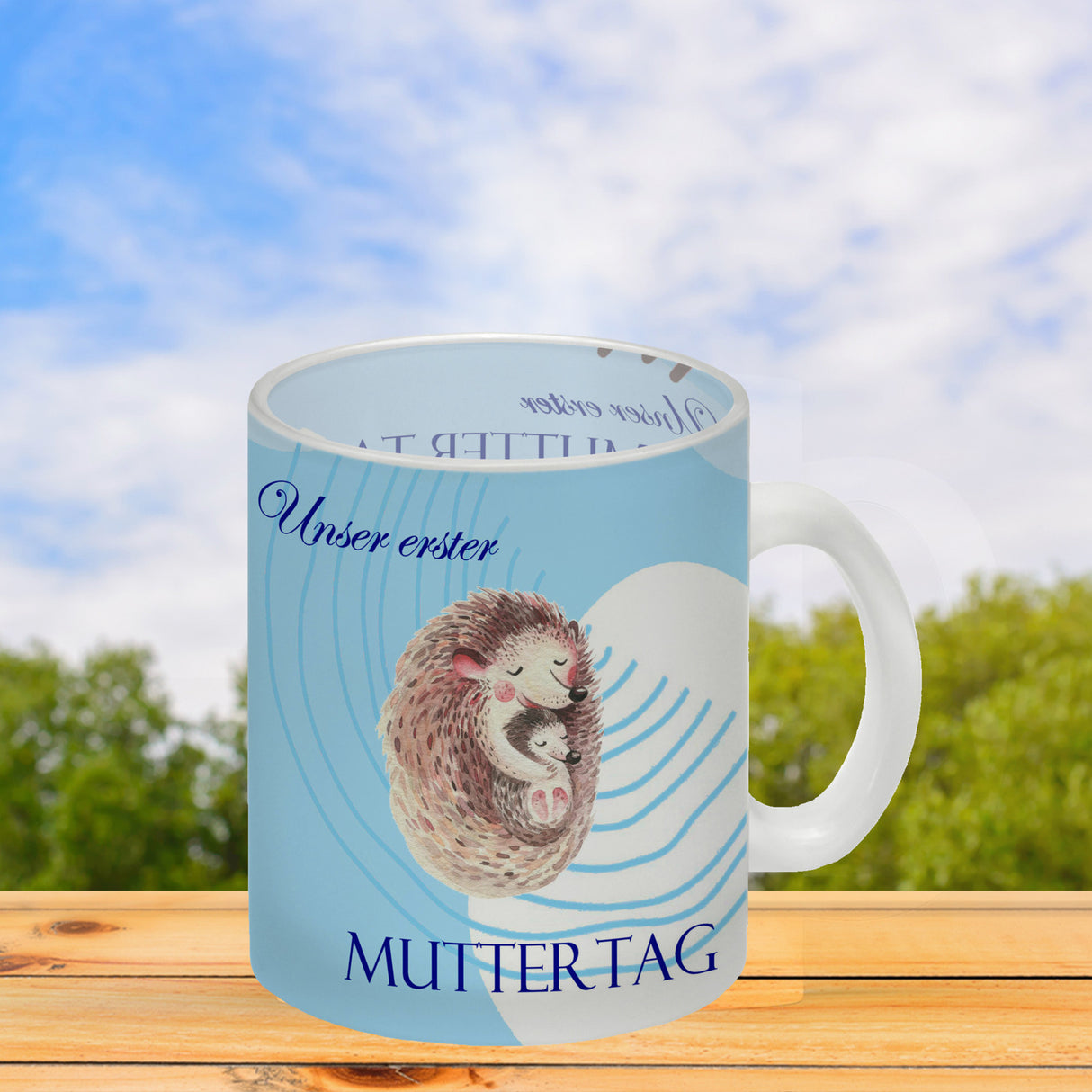 Nilpferd-Kaffeebecher zu ersten Muttertag mit Mama und Baby in rosa